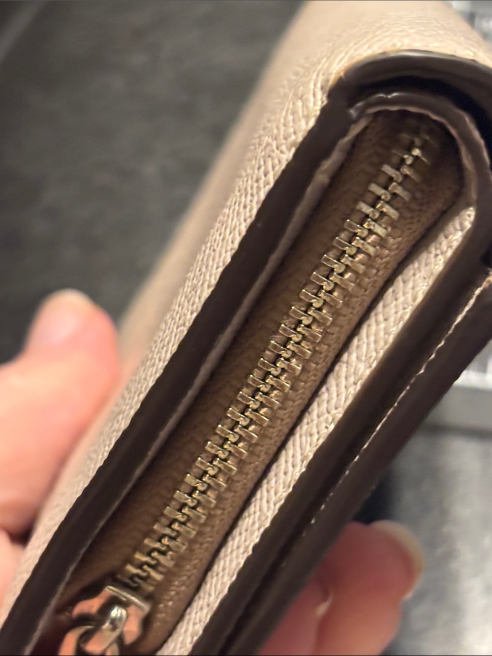 Coach Pebbled Leather Medium Corner Zip Snap Wallet in Light Beige - Picture 14 of 16